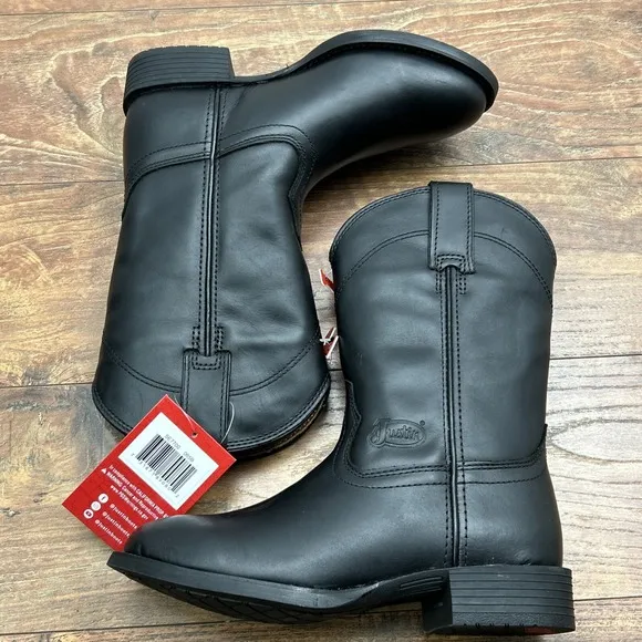 Justin SE770 Black Leather Roper Cowgirl Western Boots Women 6.5 B NWT NO BOX