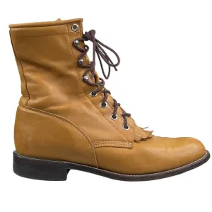 Justin Women’s Hiram Kiltie Roper Brown Leather Western Boot Size US 6.5