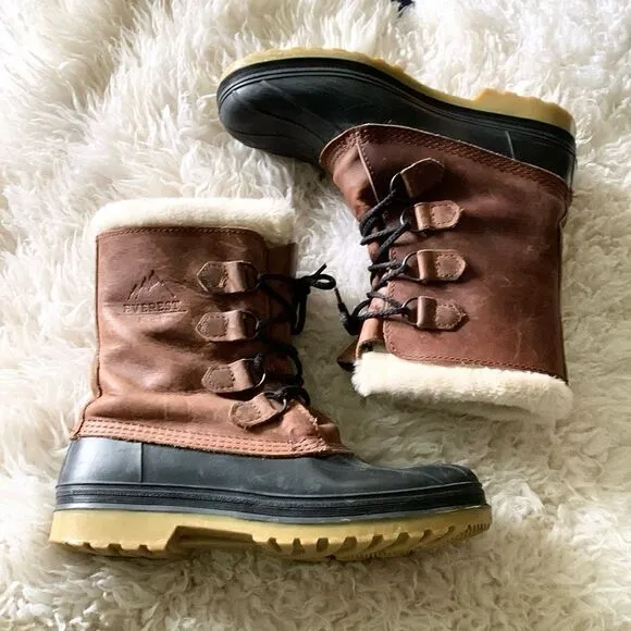 Kamik Everest wool lined winter duck boots leather shafts Canada made women’s 11