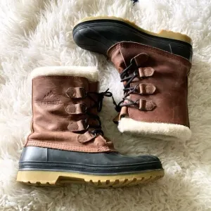 Kamik Everest wool lined winter duck boots leather shafts Canada made women’s 11