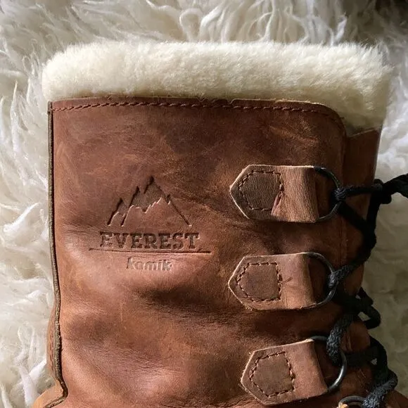 Kamik Everest wool lined winter duck boots leather shafts Canada made women’s 11