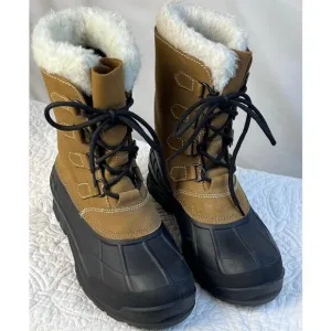 Kamik Men's Size 10 Tan Alborg Winter Lace Up Leather Snow Fleece Lined Boots