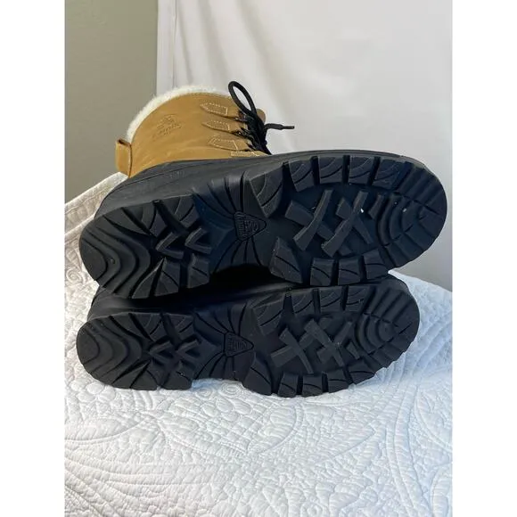 Kamik Men's Size 10 Tan Alborg Winter Lace Up Leather Snow Fleece Lined Boots