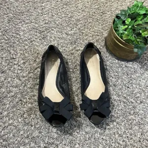 Kate Spade New York Black Peep Toe Ballet Flats Shoes Size 8.5 Patent Leather