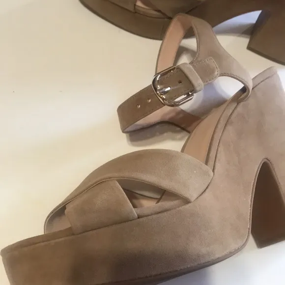 kate spade New York Grace Suede Platform High Heel Sandal Chucky Suede Wedge