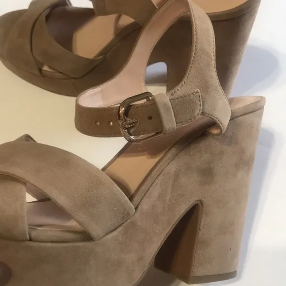 kate spade New York Grace Suede Platform High Heel Sandal Chucky Suede Wedge