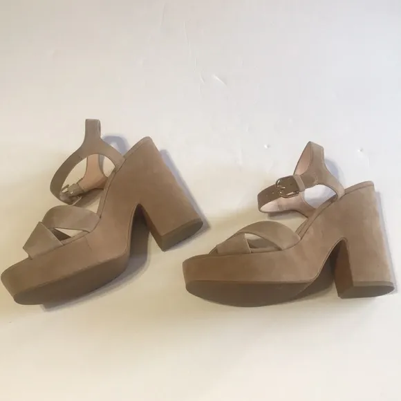 kate spade New York Grace Suede Platform High Heel Sandal Chucky Suede Wedge