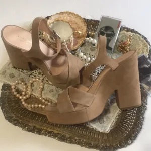 kate spade New York Grace Suede Platform High Heel Sandal Chucky Suede Wedge
