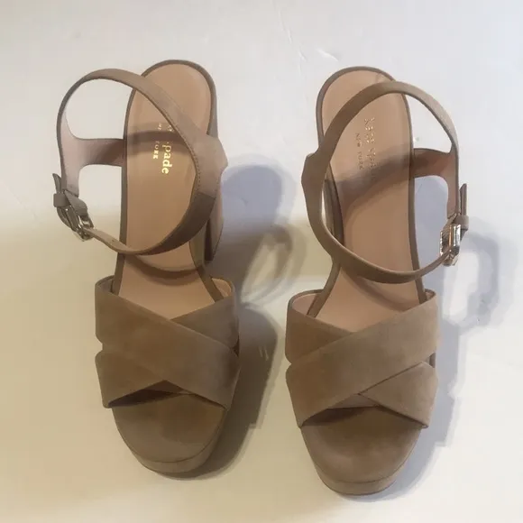 kate spade New York Grace Suede Platform High Heel Sandal Chucky Suede Wedge
