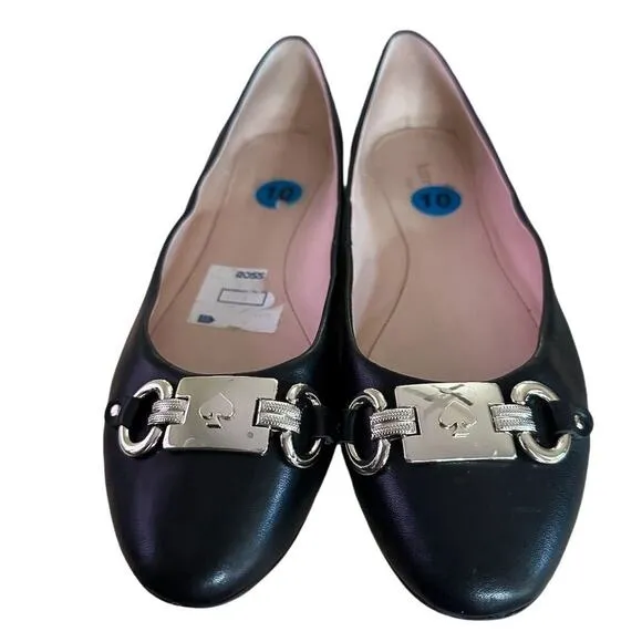 Kate Spade Women's Black Ballerinas Size 10 Slip-On Flats Casual