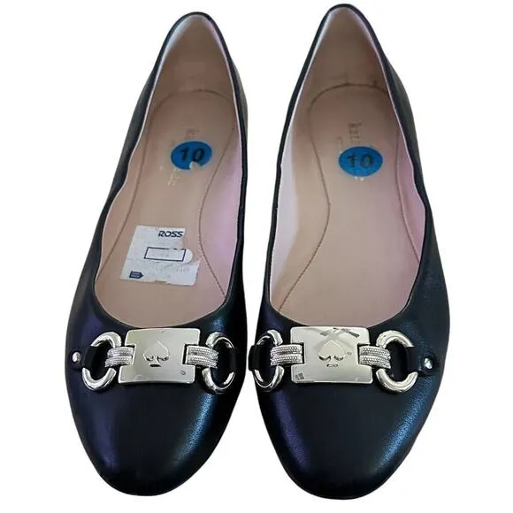 Kate Spade Women's Black Ballerinas Size 10 Slip-On Flats Casual
