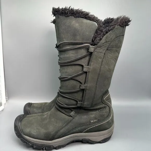 Keen Brighton Women's 7.5 Gray Nubuck Leather Waterproof High Boot Round Toe