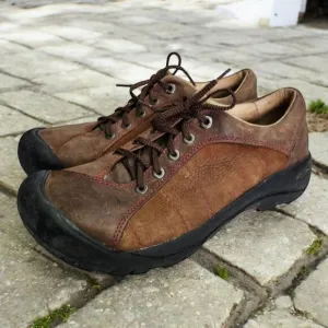 Keen Presidio Womens 9 Hiking Trail Shoes Brown Leather Upper Lace Up Casual