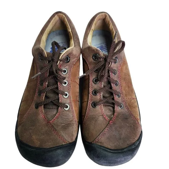 Keen Presidio Womens 9 Hiking Trail Shoes Brown Leather Upper Lace Up Casual