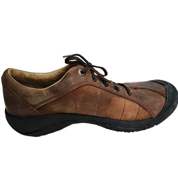 Keen Presidio Womens 9 Hiking Trail Shoes Brown Leather Upper Lace Up Casual