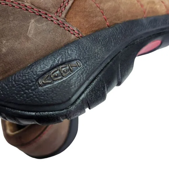 Keen Presidio Womens 9 Hiking Trail Shoes Brown Leather Upper Lace Up Casual