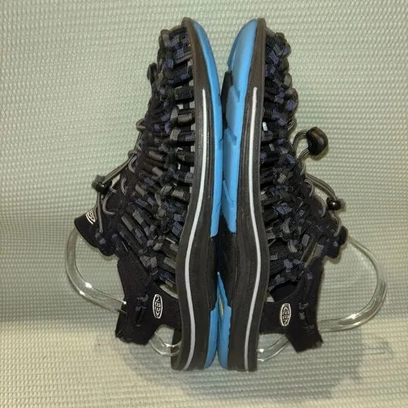 KEEN UNEEK Flat Cord Sandal Hiking Shoes Men’s Size 9 Black/Blue 1014617
