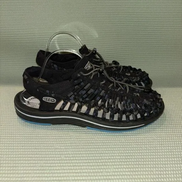 KEEN UNEEK Flat Cord Sandal Hiking Shoes Men’s Size 9 Black/Blue 1014617
