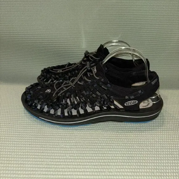 KEEN UNEEK Flat Cord Sandal Hiking Shoes Men’s Size 9 Black/Blue 1014617