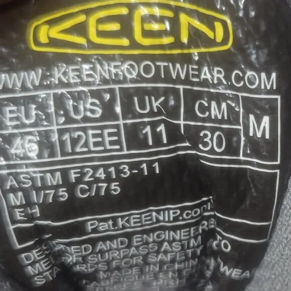 KEEN Utility ASTM F2413-11 Mens Size 12EE Steel Toe Low Work Safety Hiking Shoes