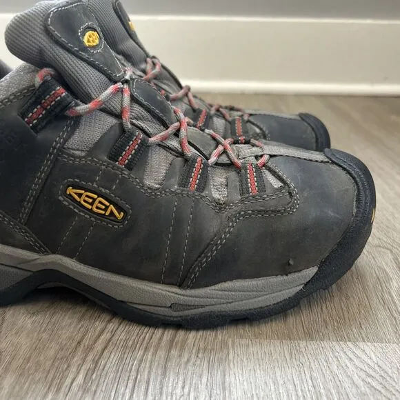 KEEN Utility Men's 10 D Steel Toe Work Shoes Gray ASTM F2413-18 Hiking Red Lace