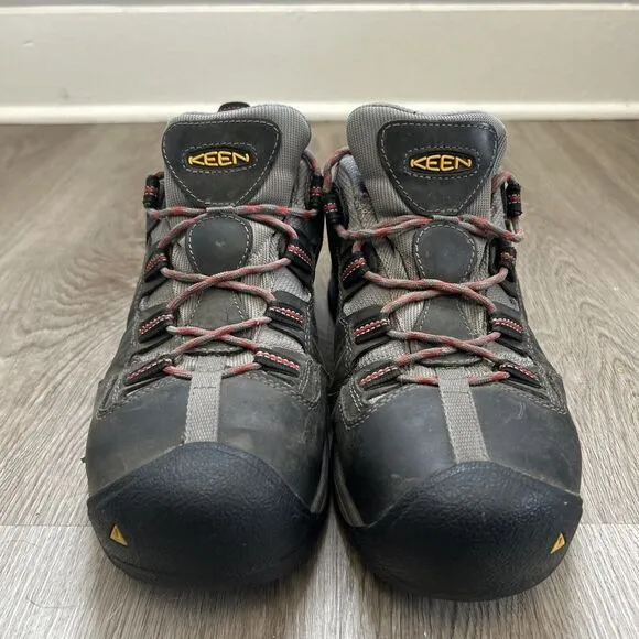KEEN Utility Men's 10 D Steel Toe Work Shoes Gray ASTM F2413-18 Hiking Red Lace