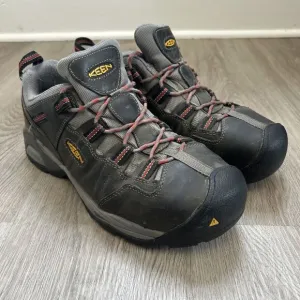 KEEN Utility Men's 10 D Steel Toe Work Shoes Gray ASTM F2413-18 Hiking Red Lace