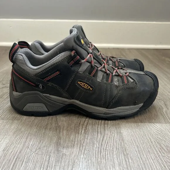 KEEN Utility Men's 10 D Steel Toe Work Shoes Gray ASTM F2413-18 Hiking Red Lace