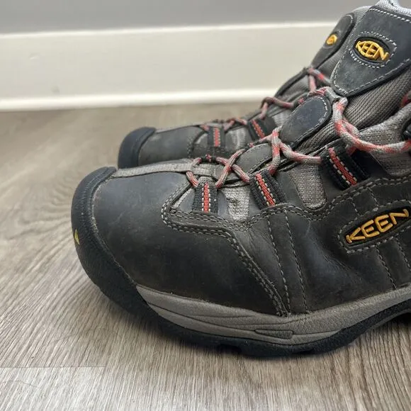 KEEN Utility Men's 10 D Steel Toe Work Shoes Gray ASTM F2413-18 Hiking Red Lace