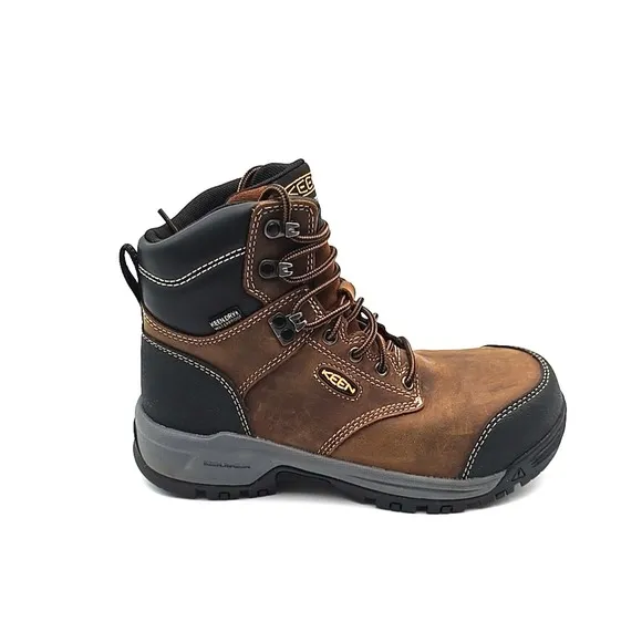Keen Utility Womens 7.5 Evanston 6in WP CT Bison/Black Leather Work Boots