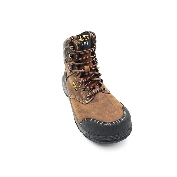 Keen Utility Womens 7.5 Evanston 6in WP CT Bison/Black Leather Work Boots