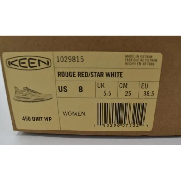 Keen Womens Size 8 Rouge Red Star White 450 Dirt Dry Waterproof Hiking Shoes