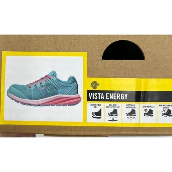 Keen Womens Vista Energy Safety Shoes Carbon Toe Size 8.5W Capri Breeze/Hot Pink