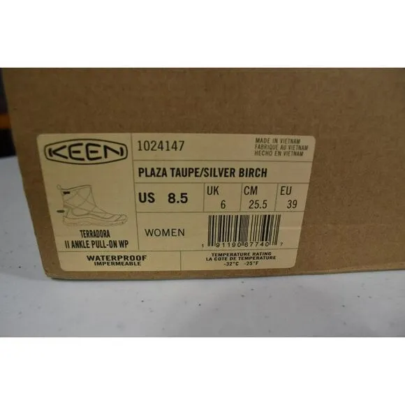 Keen Women Size 8.5 Terradora II Waterproof Ankle Pull On Taupe Birch Snow Boots