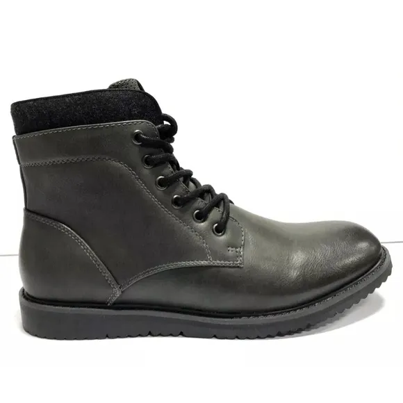 Kenneth Cole Men’s Russel 2.0 Gray Leather Boots, Size 11 M