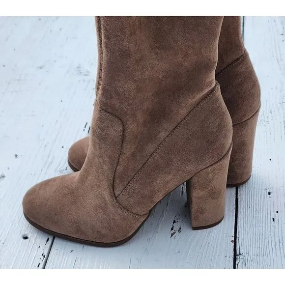 Kenneth Cole Women Tan Block Justin Suede Over The Knee Boots Sz US 5.5 Eu 35.5