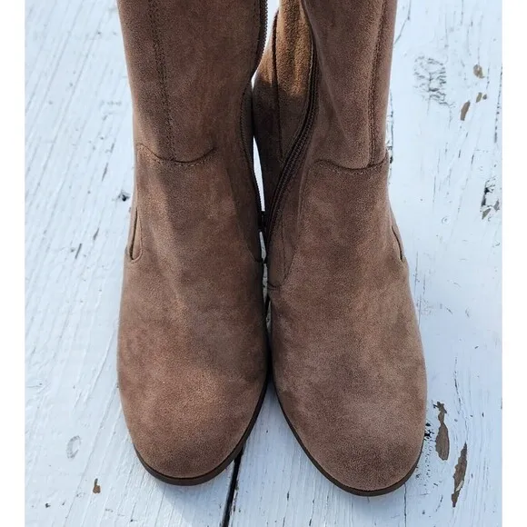 Kenneth Cole Women Tan Block Justin Suede Over The Knee Boots Sz US 5.5 Eu 35.5