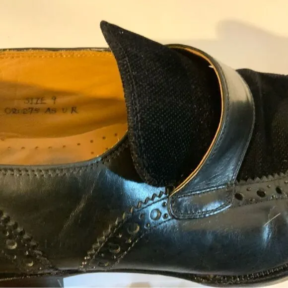 Kenneth Cole Size 9 M Black  Leather Slip On Wingtip Loafer Dress Mens Shoes