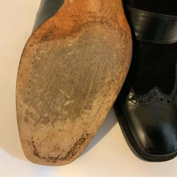Kenneth Cole Size 9 M Black  Leather Slip On Wingtip Loafer Dress Mens Shoes