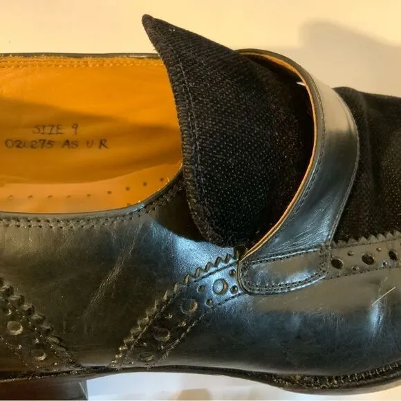 Kenneth Cole Size 9 M Black  Leather Slip On Wingtip Loafer Dress Mens Shoes