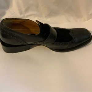 Kenneth Cole Size 9 M Black  Leather Slip On Wingtip Loafer Dress Mens Shoes