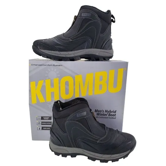 KHOMBU Boots Men's 12 Mason Outdoor Waterproof Rugged Slip-on Zipper Front Shoes