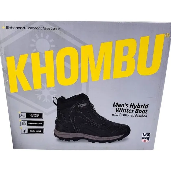 KHOMBU Boots Men's 12 Mason Outdoor Waterproof Rugged Slip-on Zipper Front Shoes