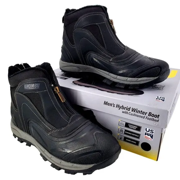 KHOMBU Boots Men's 12 Mason Outdoor Waterproof Rugged Slip-on Zipper Front Shoes