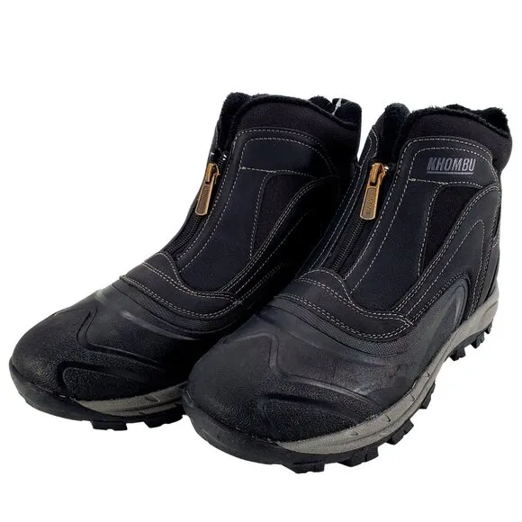 KHOMBU Boots Men's 12 Mason Outdoor Waterproof Rugged Slip-on Zipper Front Shoes