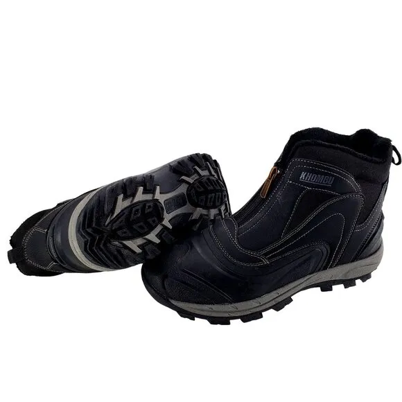 KHOMBU Boots Men's 12 Mason Outdoor Waterproof Rugged Slip-on Zipper Front Shoes