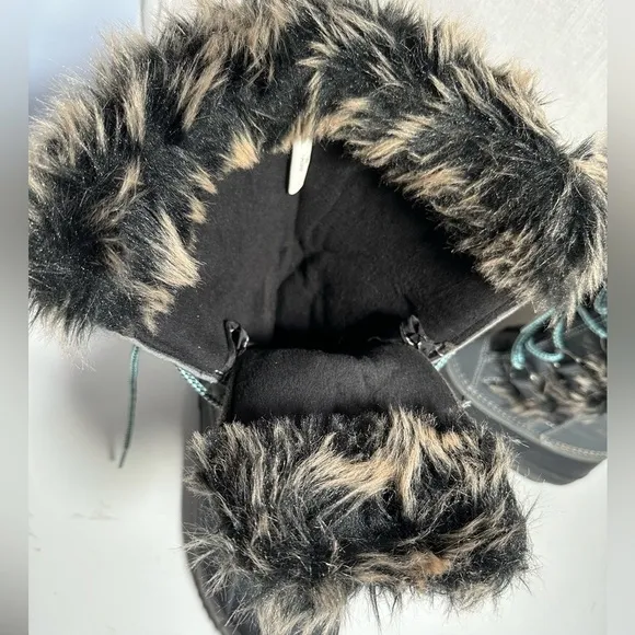 KHOMBU Thermolite Winter Snow Boots Faux Fur Black Size 9M