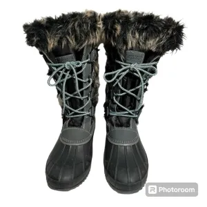 KHOMBU Thermolite Winter Snow Boots Faux Fur Black Size 9M