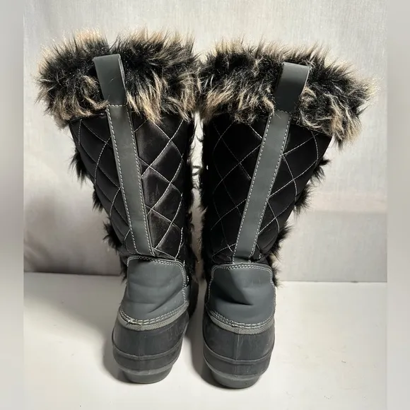 KHOMBU Thermolite Winter Snow Boots Faux Fur Black Size 9M