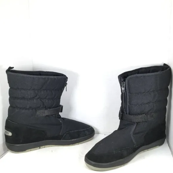 Khombu Women Winter Snow Boots Zipper Closure Buckles Black Size 12
